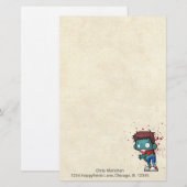Cool Zombie Man met bloed/schilder Briefpapier (Voorkant / Achterkant)