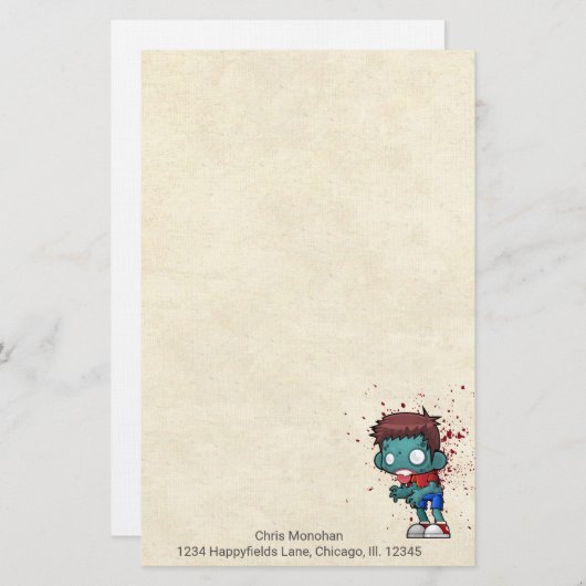 Cool Zombie Man met bloed/schilder Briefpapier (Voorkant / Achterkant)