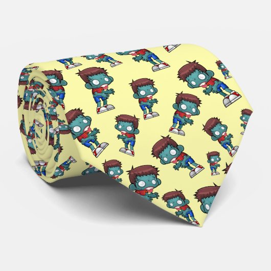 Cool Zombie Pattern Creepy Cute Stropdas (Opgerold)