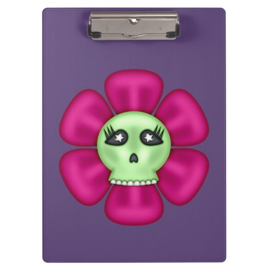 Cool Zombie Skull Flower Klembord (Voorkant)