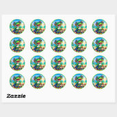 Cool Zomer kikker liefhebbers strand Ronde Sticker (Vel)