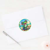 Cool Zomer kikker liefhebbers strand Ronde Sticker (Envelop)