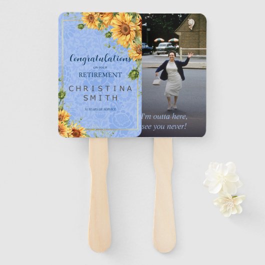 Cool Zomer Zonnebloem Waterverf Pensioen Party Handwaaier (Voorkant en achterkant)