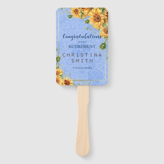 Cool Zomer Zonnebloem Waterverf Pensioen Party Handwaaier (Voorkant)