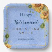 Cool Zomer Zonnebloem Waterverf Pensioen Party Papieren Bordje (Voorkant)