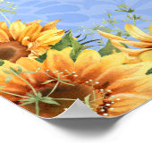 Cool Zomer Zonnebloem Waterverf Pensioen Party Poster (Hoek)