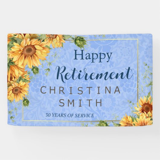 Cool Zomer Zonnebloem Waterverf Pensioen Party Spandoek (Horizontaal)