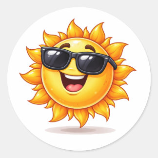 Cool Zon Cartoon Draagt Zonnebril Sticker