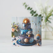 COOL ZONNESTELSEL THEMA KINDEREN VERJAARDAGSTAART KAART (Staand voorkant)