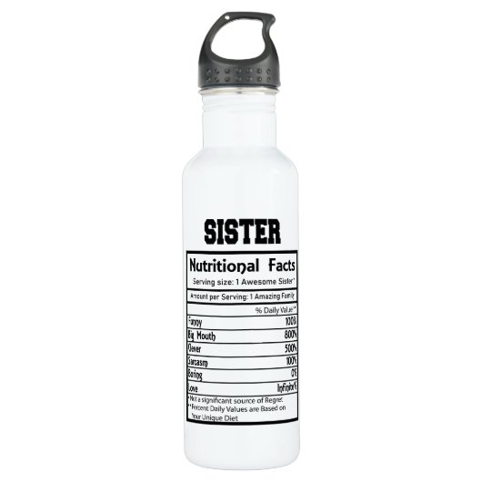 cool zuster feiten woord kunst waterfles  (Voorkant)