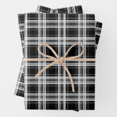 Cool zwart betegeld plaid patroon Wrapping Paper (In situ)