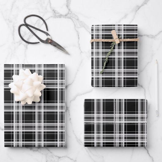Cool zwart betegeld plaid patroon Wrapping Paper (Voorkant)