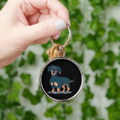 Cool zwart dachshond hondenontwerp sleutelhanger (Hand)