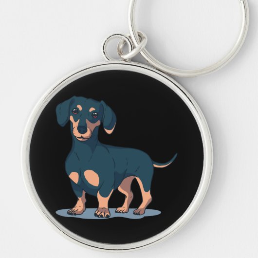 Cool zwart dachshond hondenontwerp sleutelhanger (Voorkant)