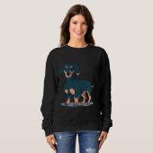 Cool zwart dachshond hondenontwerp trui (Voorkant volledig)