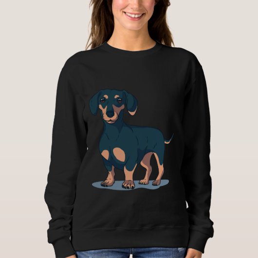 Cool zwart dachshond hondenontwerp trui (Voorkant)
