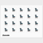 Cool zwart dachshond hondenontwerp vierkante sticker (Vel)