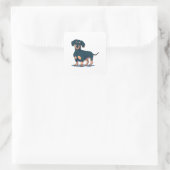 Cool zwart dachshond hondenontwerp vierkante sticker (Tas)