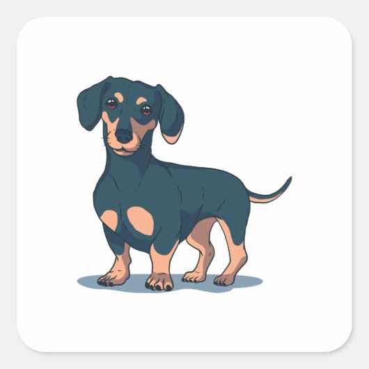 Cool zwart dachshond hondenontwerp vierkante sticker (Voorkant)