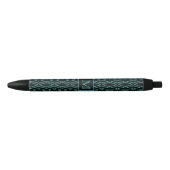 Cool zwart en blauw gekarteld ZigZag patroon monog Zwarte Inkt Pen (Voorkant)
