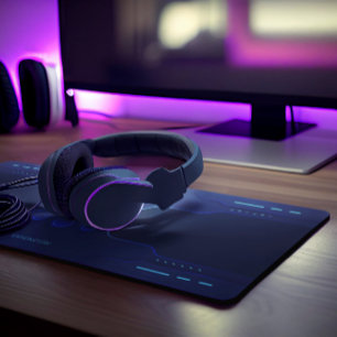 Cool zwart en blauw geometrische gaming achtergron bureaumat