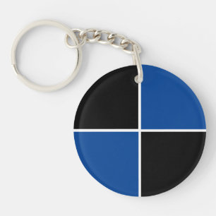 Cool zwart en blauw vierkant patroon sleutelhanger