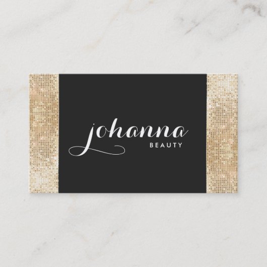Cool Zwart en FAUX Gold Sequin Make-up Artiest Visitekaartje (Voorkant)