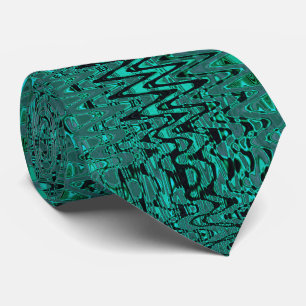 Cool Zwart en Groen Abstract Tye Dye Retro Golven Stropdas