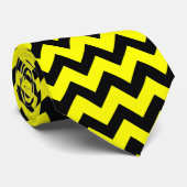 Cool Zwart en helder neon geel Chevron patroon Stropdas (Opgerold)
