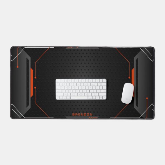 Cool zwart en oranje geometrische gaming achtergro bureaumat (Keyboard & Muis)