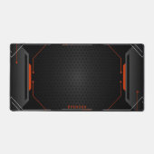 Cool zwart en oranje geometrische gaming achtergro bureaumat (Voorkant)