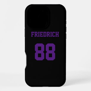 Cool zwart en paarse atleet iPhone 16 pro max hoesje