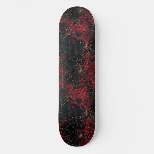 Cool Zwart en Rood Spin Web Design Skateboard (Voorkant)
