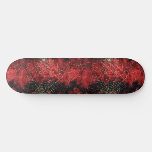 Cool Zwart en Rood Spin Web Design Skateboard (Horizontaal)