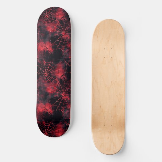 Cool Zwart en Rood Spin Web Design Skateboard (Voorkant)