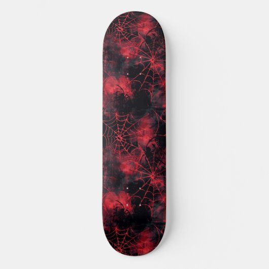 Cool Zwart en Rood Spin Web Design Skateboard (Voorkant)