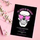 Cool Zwart en Roze Schedel Bachelorette Party Kaart