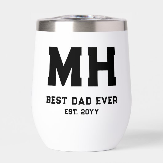 Cool zwart en wit modern monogram Beste papa ooit (Voorkant)