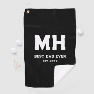 Cool zwart en wit modern monogram Beste papa ooit Golfhanddoek