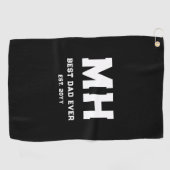Cool zwart en wit modern monogram Beste papa ooit Golfhanddoek (Horizontaal)