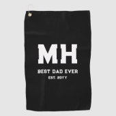 Cool zwart en wit modern monogram Beste papa ooit Golfhanddoek (Voorkant)