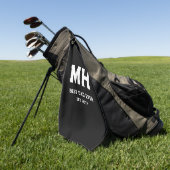 Cool zwart en wit modern monogram Beste papa ooit Golfhanddoek (Groen)