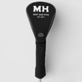 Cool zwart en wit modern monogram Beste papa ooit Golfheadcover (Voorkant)
