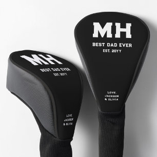 Cool zwart en wit modern monogram Beste papa ooit Golfheadcover
