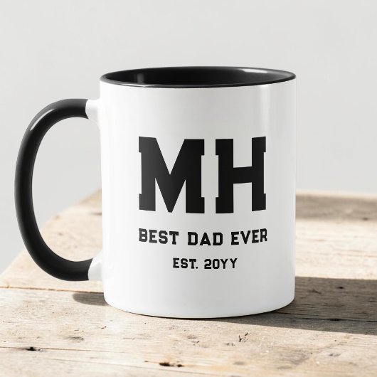 Cool zwart en wit modern monogram Beste papa ooit Mok
