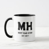 Cool zwart en wit modern monogram Beste papa ooit Mok (Links)