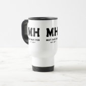 Cool zwart en wit modern monogram Beste papa ooit Reisbeker (Voorkant links)