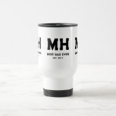 Cool zwart en wit modern monogram Beste papa ooit Reisbeker (Center)