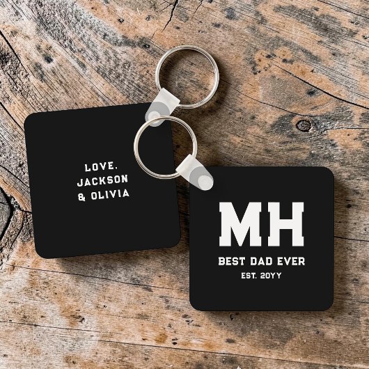 Cool zwart en wit modern monogram Beste papa ooit Sleutelhanger