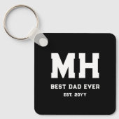 Cool zwart en wit modern monogram Beste papa ooit Sleutelhanger (Voorkant)